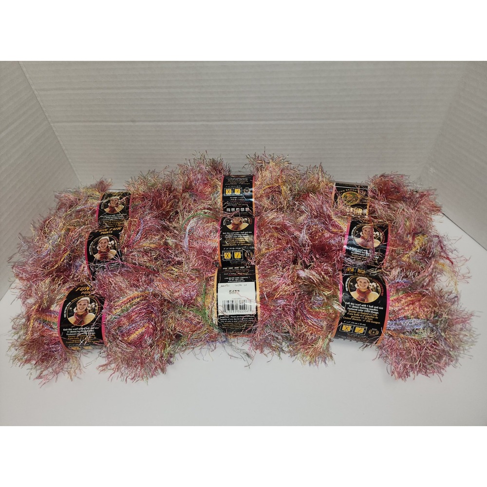 Lot of 9 Lion Brand Fun Fur Prints Yarn Confetti Lot 5672
